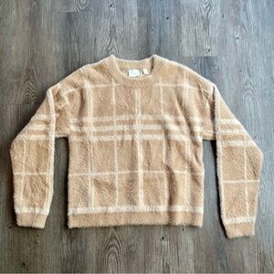 Cyrus Tan Crewneck Sweater with Textured Knit